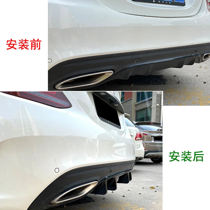 Rear Bumper Diffuser Side Splitters For Mercedes Benz C Class W205 C200 C260 AMG Line 2019-2021 Car Black Spoiler Canards Fins