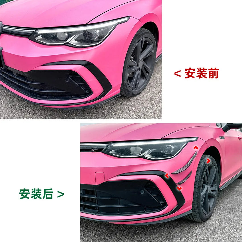 4PCS for Volkswagn VW Golf 8 MK8 Standard GTI Rline Black Side Canards Front Bumper Cover Fins Splitter Sticker Car Accessories