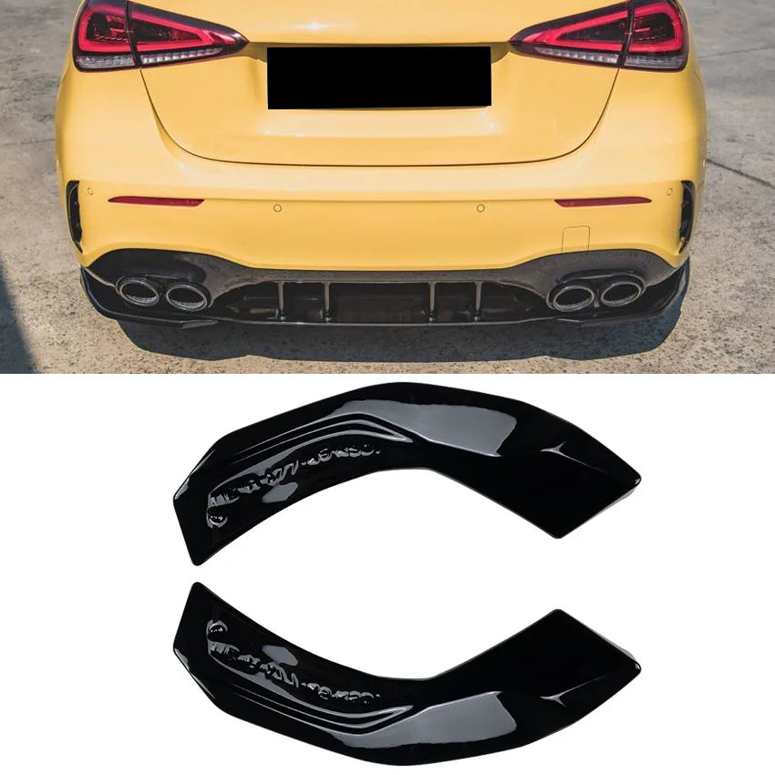 Car Rear Bumper Black Diffuser Side Splitters For Mercedes Benz A Class W177 V177 A35 A45 AMG 2019 2020 2021 2022 Canards Fins