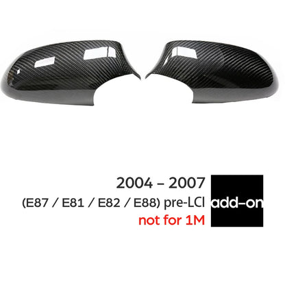 2Pcs Real Carbon Fiber Rear View Mirror Covers Shell for BMW 1 Series 2004 - 2013 E87 E81 Hatchback, E82 Coupe, E88 Convertible