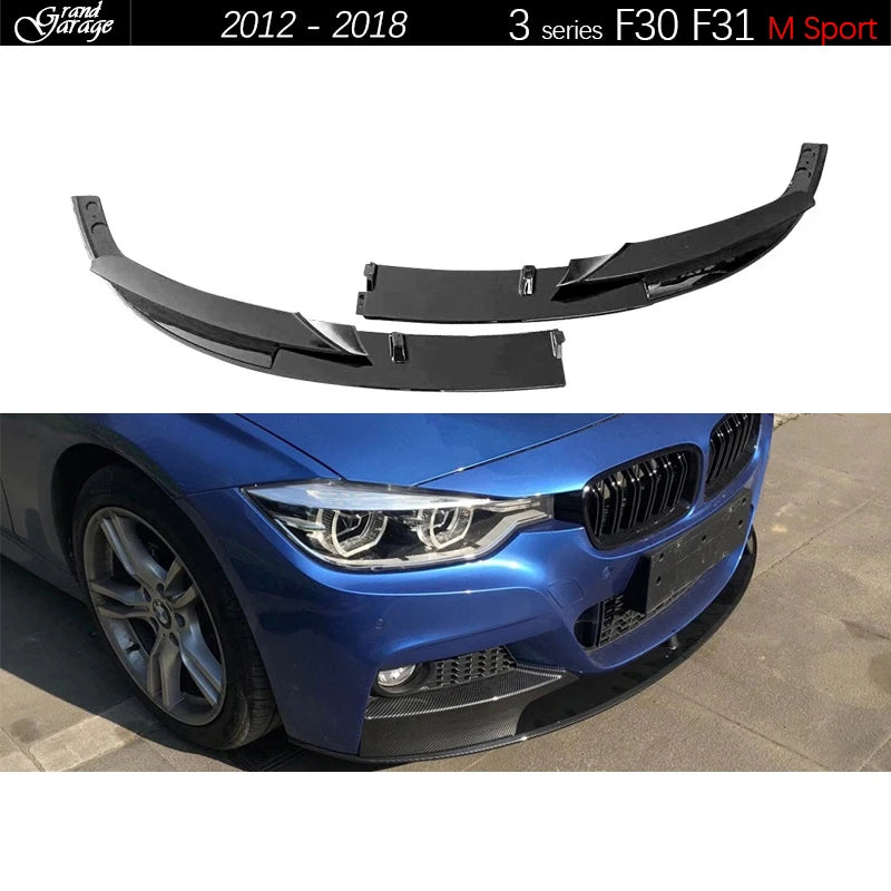 F30 M Sport Carbon Fiber Style & Gloss Black Front Bumper Lip for 2012 - 2018 3 Series F30 Sedan F31 Wagon 320i 325i 330i 335i