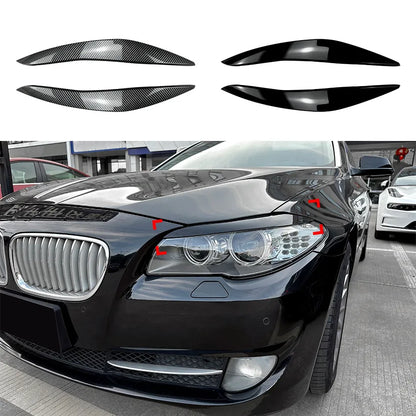 Car Headlight Eyelids Eyebrows for BMW 5 Series F10 F11 Pre-facelift 2011-2014 ABS Black Carbon Fiber Lids Plastic Accessories