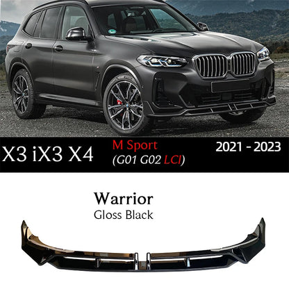 G08 LCI Gloss Black Carbon Printing Front Bumper Lip Spoiler for 2021 - 2023 BMW Facelifted X3 G01 iX3 X4 G02 sDrive 20i 20d 30e