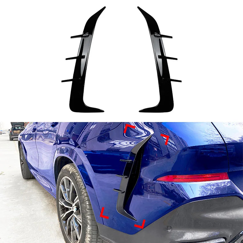 Car Styling Rear Bumper Spoiler Both Side Canard Decoration Cover Trim for BMW X6 G06 2019+ Gloss Black Splitter Car Accessories