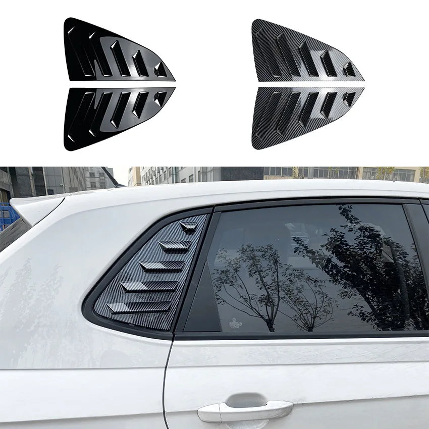 2 Pcs Auto Rear Window Blinds Side Tuyere Louvers Stickers Trim Cover for Volkswagen VW Polo MK6 2018+ Carbon Fiber Car Styling