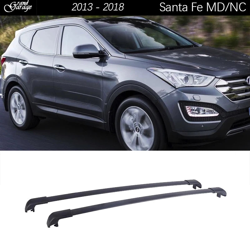 Cross Bars Fit For 2013 - 2018 Hyundai Santa Fe / Grand Santa Fe III 3rd Generation MD SUV Black Roof Rack Rails