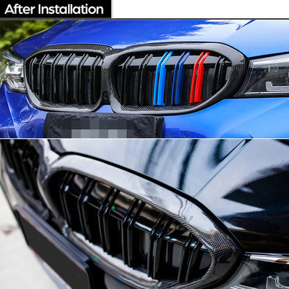 3*3 3K Twill Carbon Fiber Front Racing Grille Radiator Grill for BMW 2019 - Apr 2020 3 Series 4-Door Sedan G20 5-Door G21 Wagon