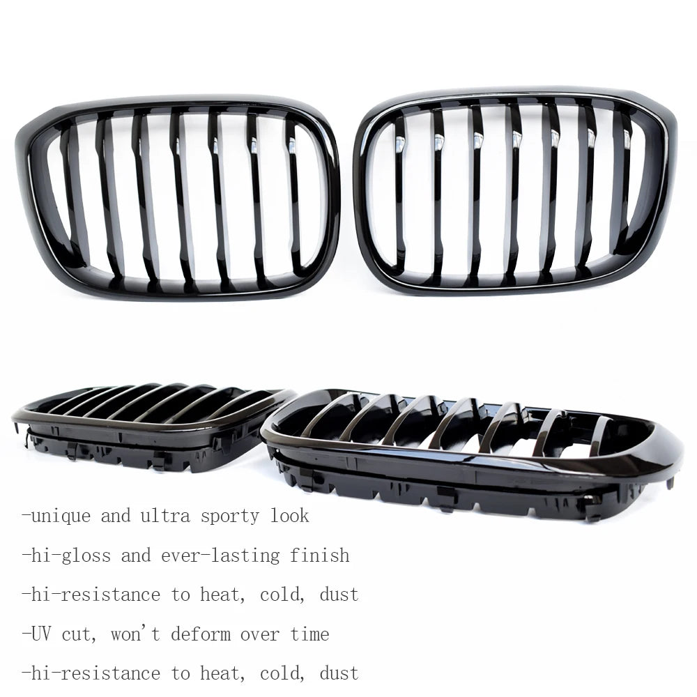 Gloss Black Front Bumper Kidney Radiator Grille for BMW 2019 - 2021 G01 X3, G02 X4 (Also Fit for X3M F97 & X4M F98)