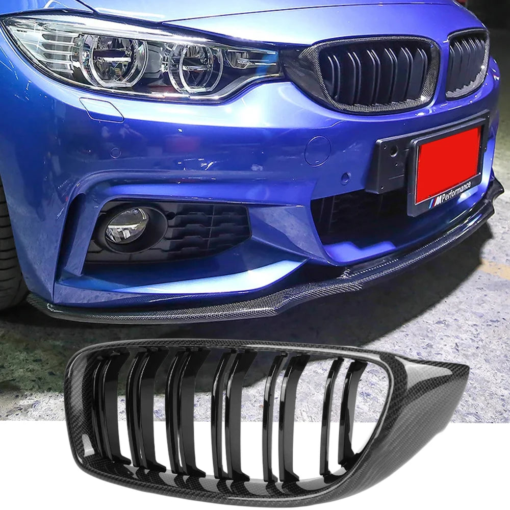 Gloss black real carbon fiber kidney grille for BMW 4 Series F32 front bumper