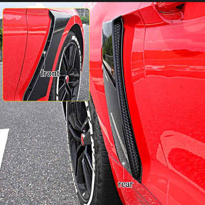 Front Rear Black Carbon Fiber Print Fender Vent Trim Exterior Custom Tuning Decoration for 2015 - Spring 2023 Ford Mustang 6th