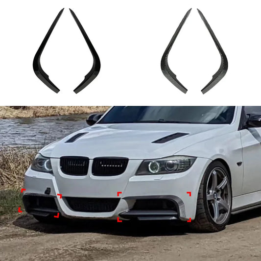 2 PCS Car Stickers Front Bumper Side Canards Decoration for BMW 3 Series E90 E91 M Sport Pre-LCL 2005-2008 Splitter Accessories