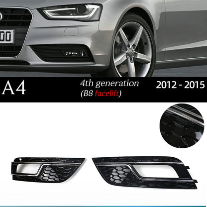 1 Pair Replacemennt Front Bumper Black Fog Light Case for Audi A4 S4 B6 8E B7 B8 8K B8.5 B9 8W B9.5 Fog Light Grille Fog Frame