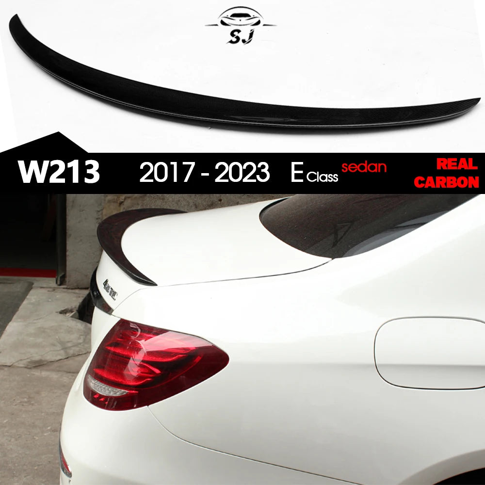 3*3 Real Carbon Fiber Trunk Spoiler for Mercedes E Class W213 4-Door Sedan 2017 - 2023 E200 E220 E250 E300 E350 E400 E43 E63 AMG