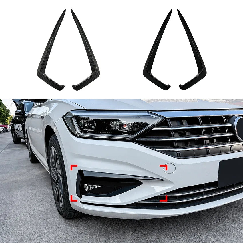 2 Pcs Carbon Fiber Car Canards Front Bumper for VW Volkswagen Jetta MK7 2019-2021 Black Trim Cover Splitter Stickers Accessories