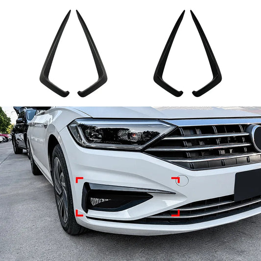 2 Pcs Carbon Fiber Car Canards Front Bumper for VW Volkswagen Jetta MK7 2019-2021 Black Trim Cover Splitter Stickers Accessories