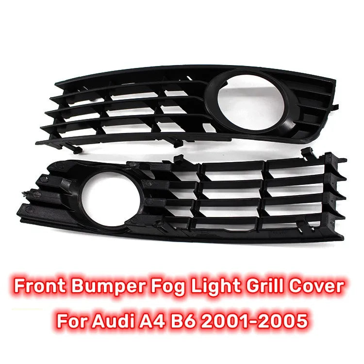 2pcs Front Bumper Fog Light Grill Cover Glossy Black Frame for Audi A4 B6 2001-2005 Front Bumper Grille ABS Plastic Car Styling