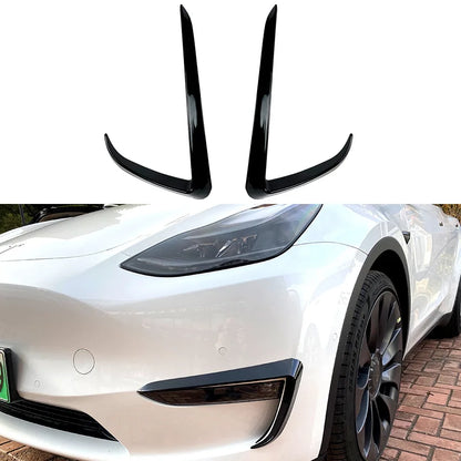 Car Carbon Fiber Front Bumper Splitter Spoiler Rear Canard Air Vent Trim for Tesla Model Y Glossy Black Diffuser Car Accessories