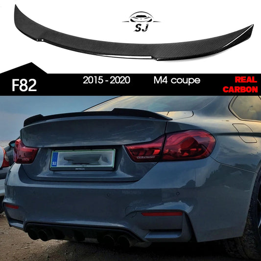 3*3 3K Twill Weaving CS Style Low-kick Carbon Fiber Rear Trunk Deck Lid Spoiler Boot Wing for BMW 2015 - 2020 M4 Coupe F82 Only