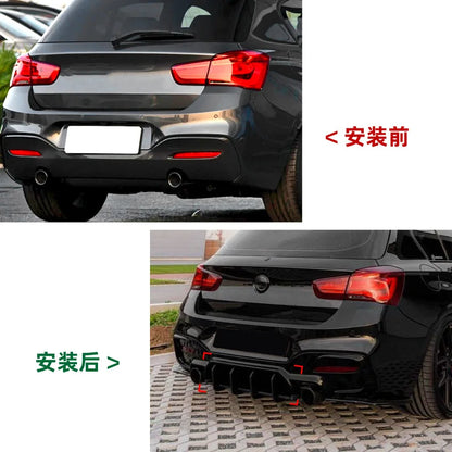 Car Rear Bumper Lip Diffuser Splitter Black for BMW 1 Series F20 LCI M140i MP Style Back Fins Fender Canards Trims Splitters