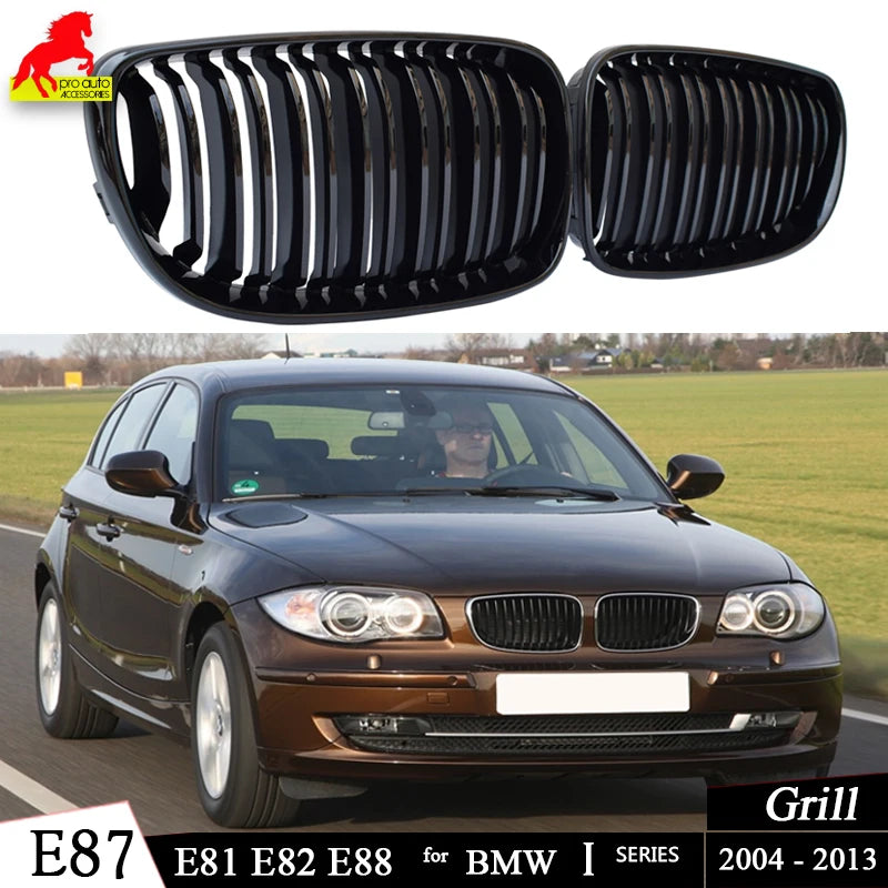 Car Style Gloss Black Front Kidney Grill Mesh Hood Grille for BMW 2004 - 2013 1 Series E87 E81 Hatch E82 Coupe E88 Convertible