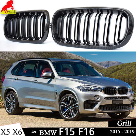 Car Carbon Fiber Front Kidney Racing Grilles for BMW 2014 - 2018 X5 X5M F15 F85 2015 - 2019 X6 X6 F16 F86 Bumper Grill GT grille