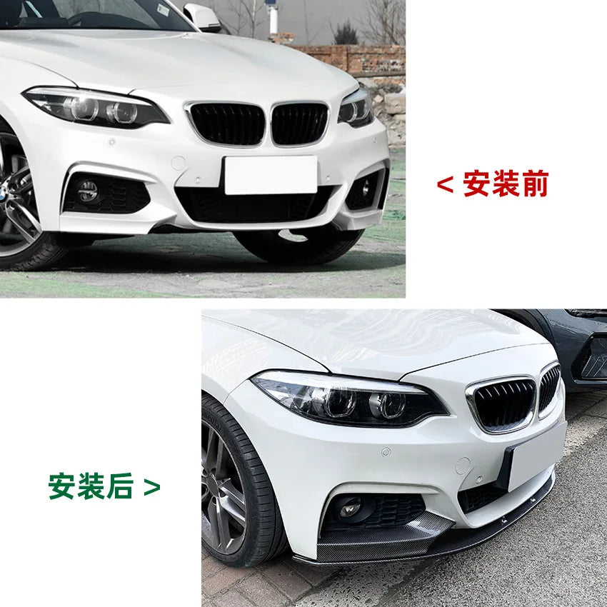 Glossy Black Front Bumper Lip Spoiler Splitter Body Kit Guards For BMW 2 Series F22 F23 M Sport 2015-2019 MP Car Accessories