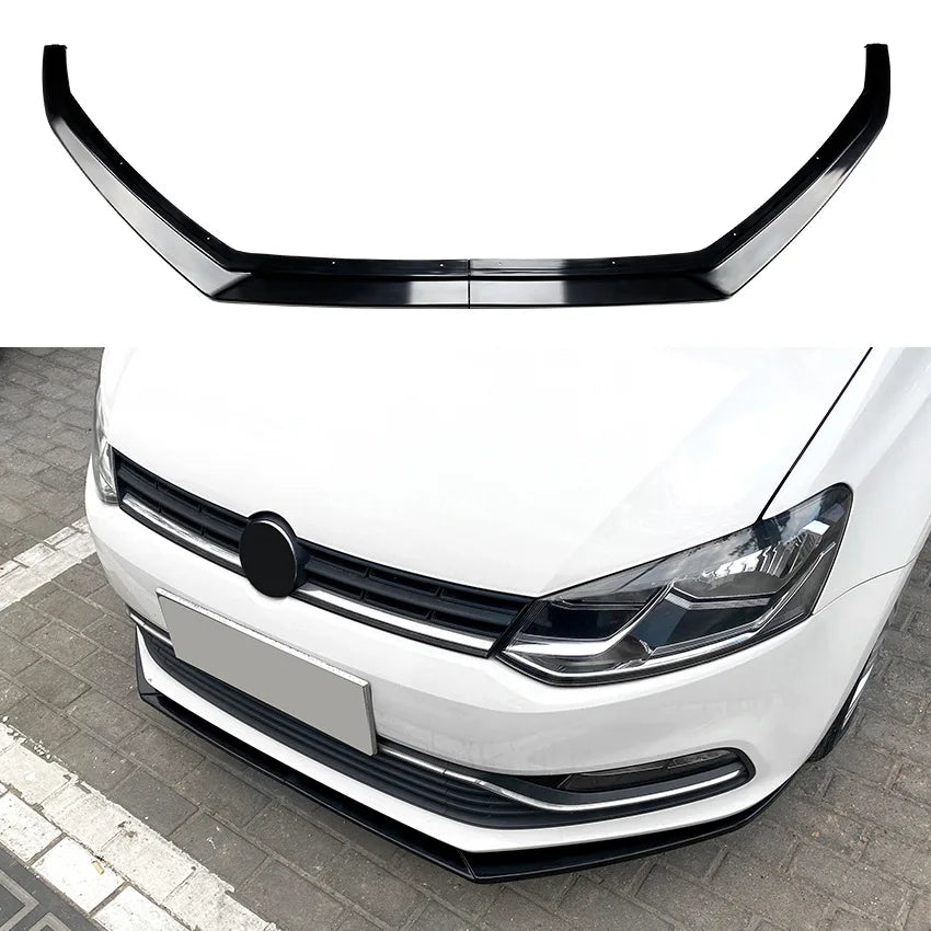 Front Bumper Spoiler Lip Diffuser Splitter For VW Volkswagen Polo 6R 6C 2009-2017 Glossy Black Car Lower Splitter Car Styling