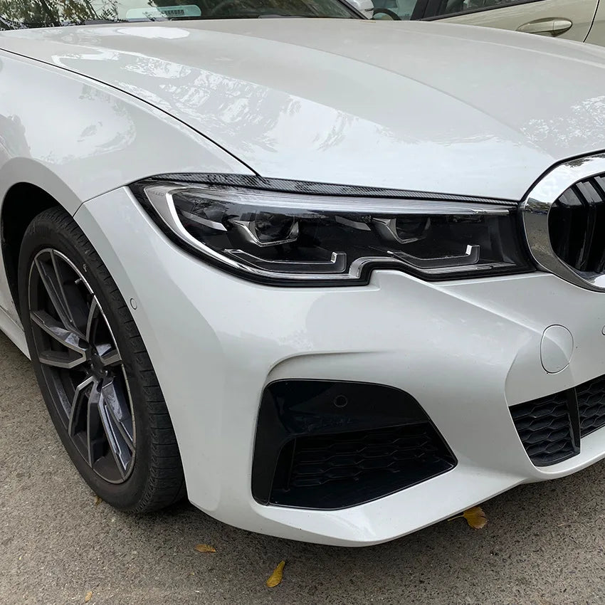 2PCS Car Headlights Eyebrow Eyelids For BMW 3 Series G20 G28 Sedan 320i 325i 330i Pre-Facelift 2019-2022 ABS Trim Cover Sticker