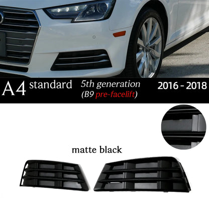 1 Pair Replacemennt Front Bumper Black Fog Light Case for Audi A4 S4 B6 8E B7 B8 8K B8.5 B9 8W B9.5 Fog Light Grille Fog Frame