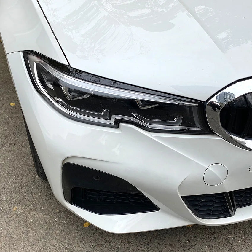 2PCS Car Headlights Eyebrow Eyelids For BMW 3 Series G20 G28 Sedan 320i 325i 330i Pre-Facelift 2019-2022 ABS Trim Cover Sticker