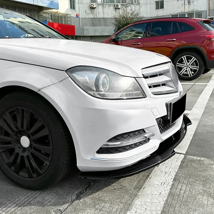 3 Pcs Front Bumper Lip Gloss Black for Mercedes Benz C Class W204 LCL 2011-2014 Normal Version Splitter Body Kit Car Accessories