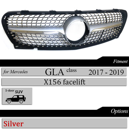 Front Bumper Grill Diamond Grille Mesh For Mercedes GLA Class Pre-facelifted & Facelifted X156 2014-2019 GLA 180 GLA 200 GLA 250