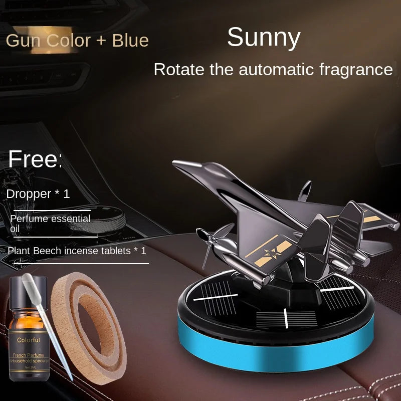 Solar Car Air Freshener Fighter Fragrance Auto Helicopter Modeling Decoration Interior Accessories Rotating Perfume Diffuser