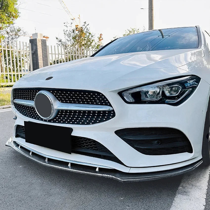 ABS Carbon Look /Gloss Black Front Bumper Lip Spoiler Body Kit for Mercedes Benz CLA Class C118 X118 2020-2023 AMG Accessories