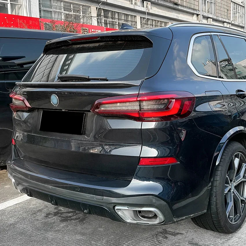 Rear Trunk Tail Wing Spoiler for BMW X5 G05 2019+ Auto Center Wing Cover Lip Carbon Look ABS Plastic Decoration Car Accessories