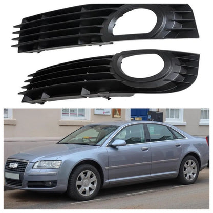 Front Bumper Fog Light Grill Cover Black Fog Lamp Grille Frame Replacement for Audi A8 (D3) 2005 2006 2007 Plastic Car Styling