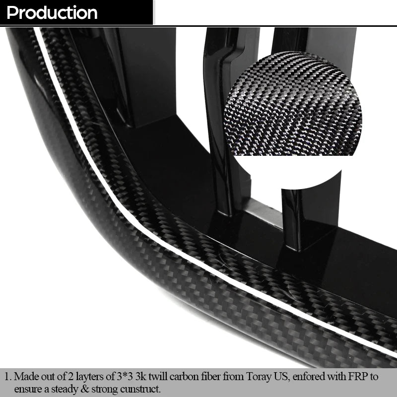 3*3 3K Carbon Fiber Front Bumper Kidney Grille for BMW X1 F48 LCI 2019 - 2022 sDrive18i sDrive20i sDrive16d sDrive18d sDrive20d