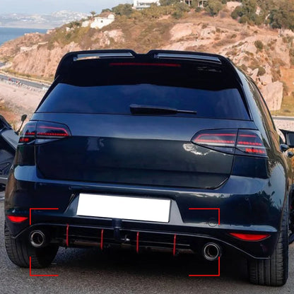 Car Rear Bumper Diffuser Spoiler for VW Volkswagen Golf MK7 GTI 2013-2016 Black Splitter Car Modification Posterior Lip Body Kit