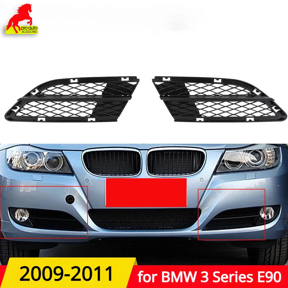 2 Pcs Car Fog Light Lower Grille Front Bumper Fog Lamp Cover for BMW 3 Series E90 2009-2011 51117198901 Styling Accessories