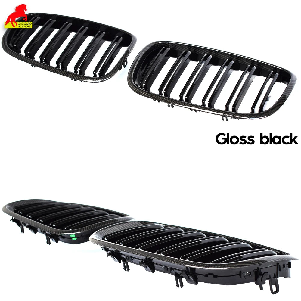 Front Bumper Grill Carbon Fiber Framed Trim Grille Black for BMW 2007-2013 E70 X5 X5M 2008-2014 E71 E72 X6 X6M xDrive30i 35i 50i