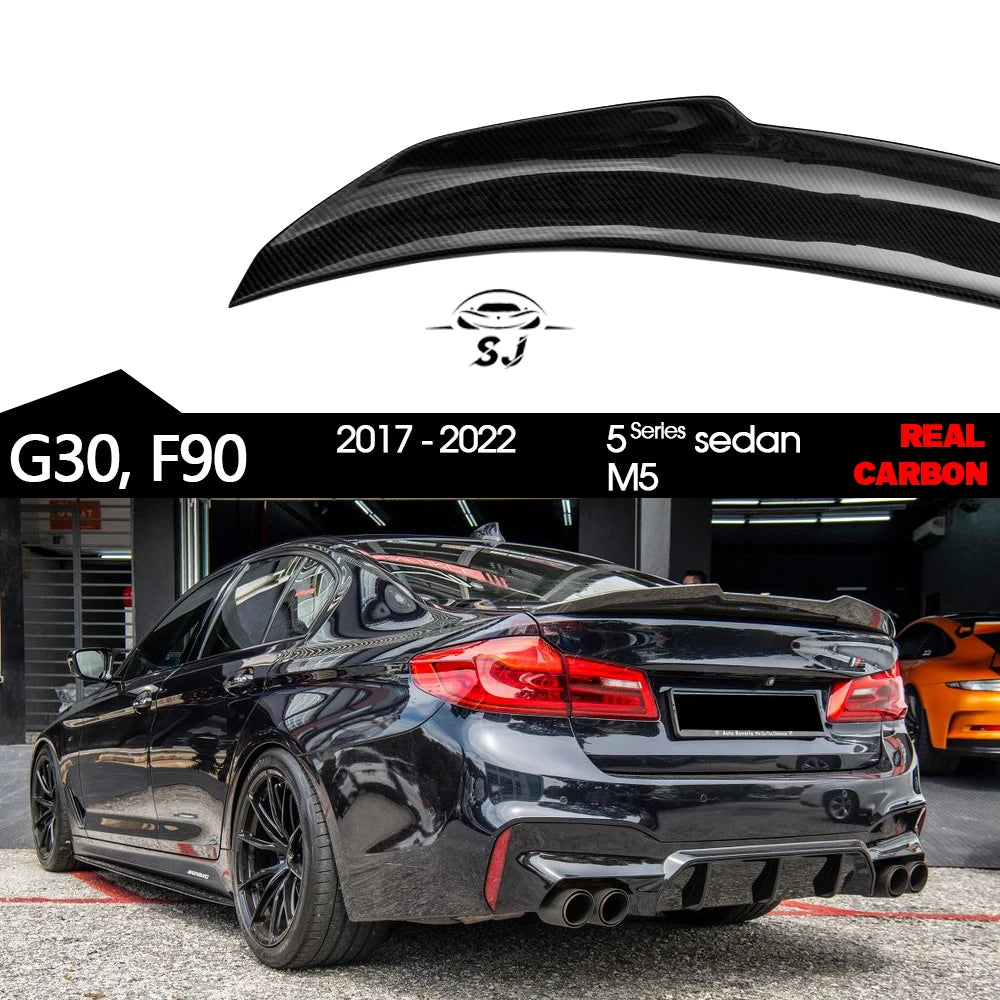 3*3 3K Carbon Fiber Highkick Rear Trunk Spoiler for BMW 5 Series G30 Sedan 4-Door 2017 - May 2023 520i 530i 535i 540i 550i M5