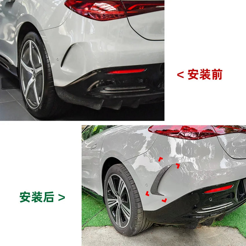 Rear Bumper Canard Flaps Spoiler Cover for Mercedes Benz EQE V295 2023+ Side Splitter Trim Sticker Cover Plastic Car Accessories