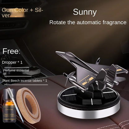 Solar Car Air Freshener Fighter Fragrance Auto Helicopter Modeling Decoration Interior Accessories Rotating Perfume Diffuser