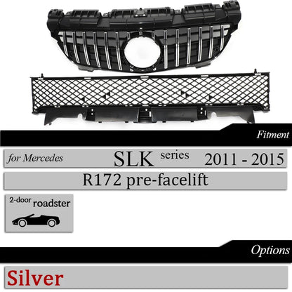 R172 Grille GTR Style Front Bumper Grill for Mercedes Pre-facelifted R172 SLK Class 2011-2015 SLK200 SLK250 SL300 Hood Mesh Grid