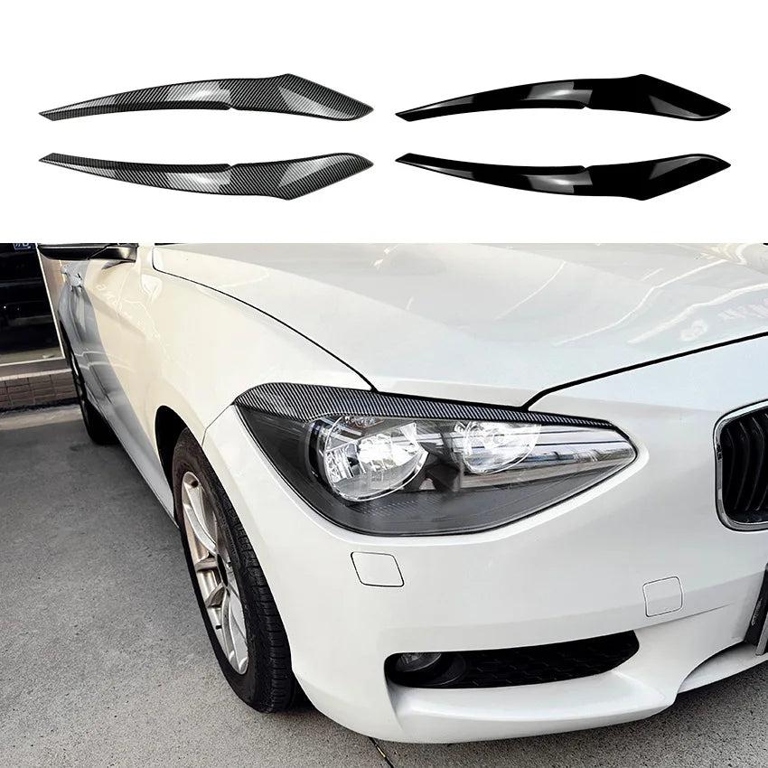 2pcs ABS Gloss Black Evil Eye Eyebrows for BMW 1 Series F20 F21 Pre-facelift 2011-2014 Headlight Eyebrows Eyelid Angle Eye Lids