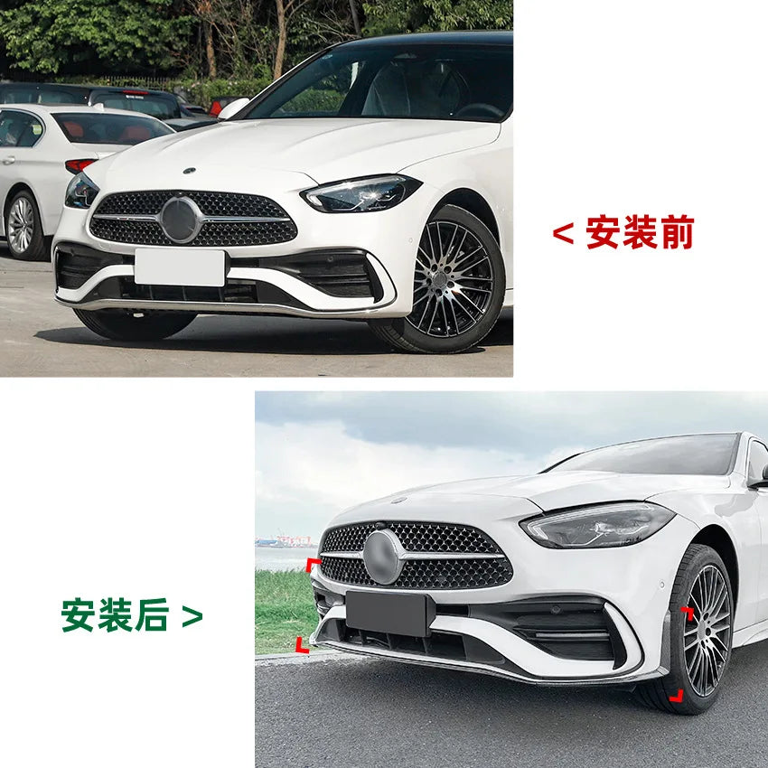 Suitable for Mercedes Benz C-Class W206 S206 C200 C260 C43 AMG 2022+ Car Canards Front Bumper Lip Body Kit Splitter Accessories