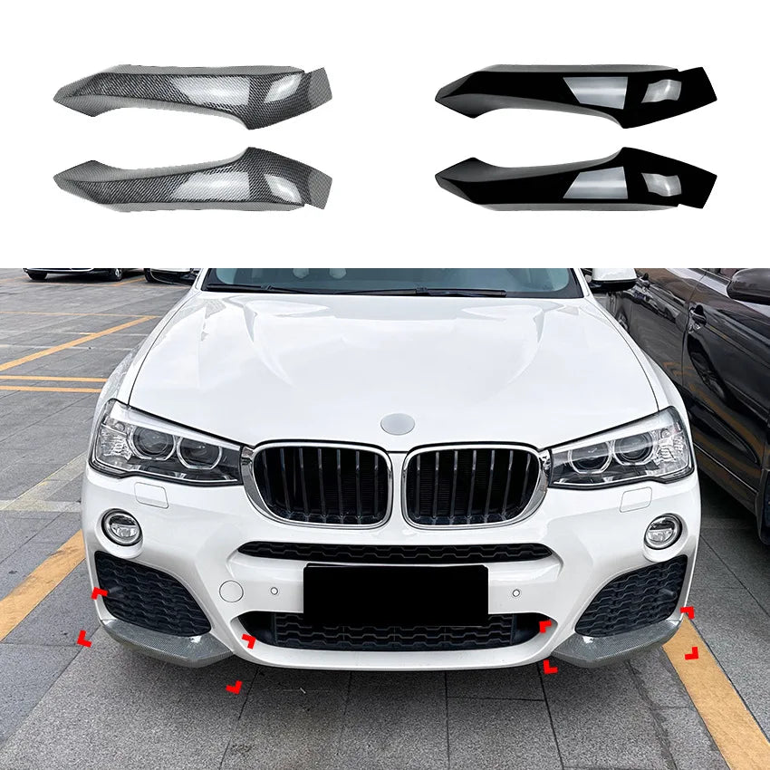 Front Bumper Cover Air Vent Canards Splitter Fog Lamp Flap Body Kit for BMW X3 X4 F25 F26 M Sport 2014-2017 Car Stickers Styling