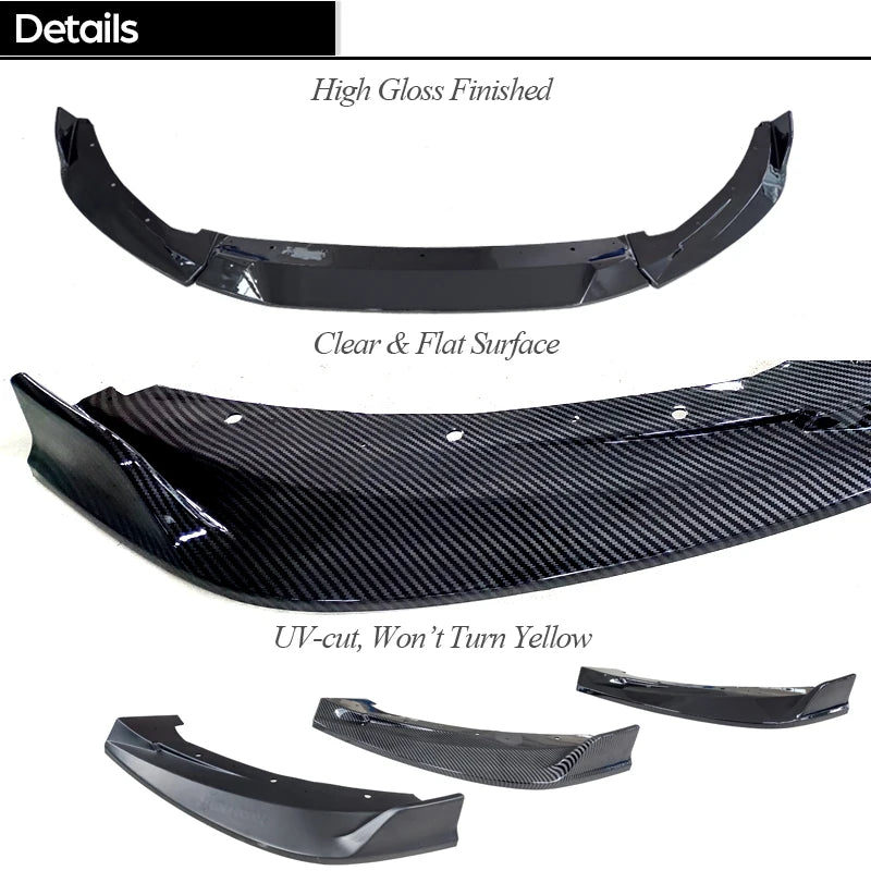 Carbon Fiber Printing Gloss Black Front Bumper Lip Spoiler Protector for Lynk & Co 01 CX11 2017 - 2023