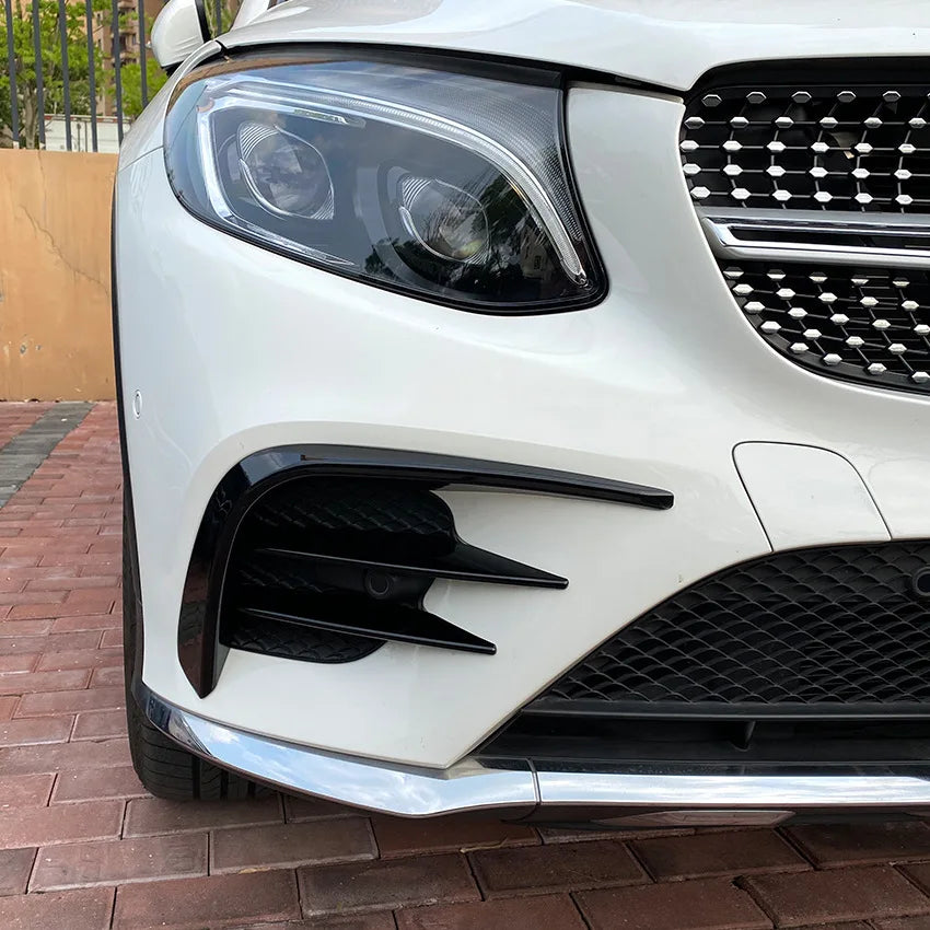 Car Front Canards Bumper Splitter Spoiler for Mercedes Benz GLC Class X253 2016-2019 GLC260 300 GLC43 AMG Mesh Grill Strip Trim