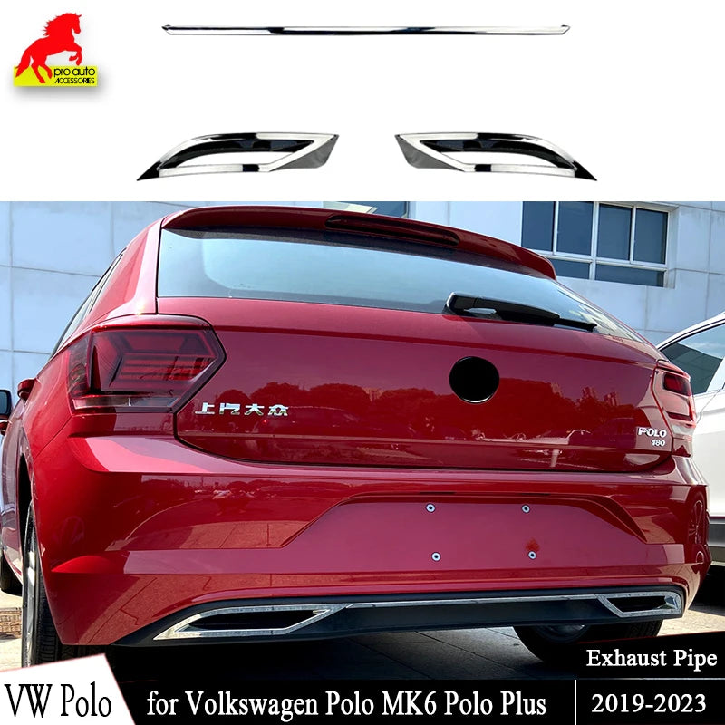 3Pcs Black Rear Bumper Diffuser Lip Spoile For Volkswagen for VW Polo MK6 Polo Plus 2018+ Air Outlet Exhaust Strip Cover Trim